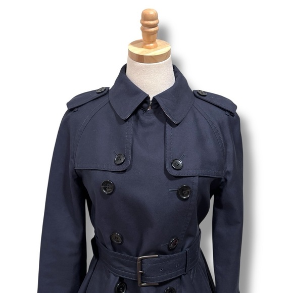 NWOT Coach Navy Blue Belted Fall Buttoned Trench Coat Outerwear Size Small - Picture 7 of 13
